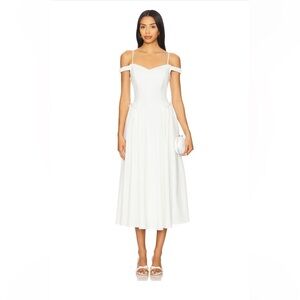 astr the label elvinia white off the shoulder bow detail midi dress small NEW